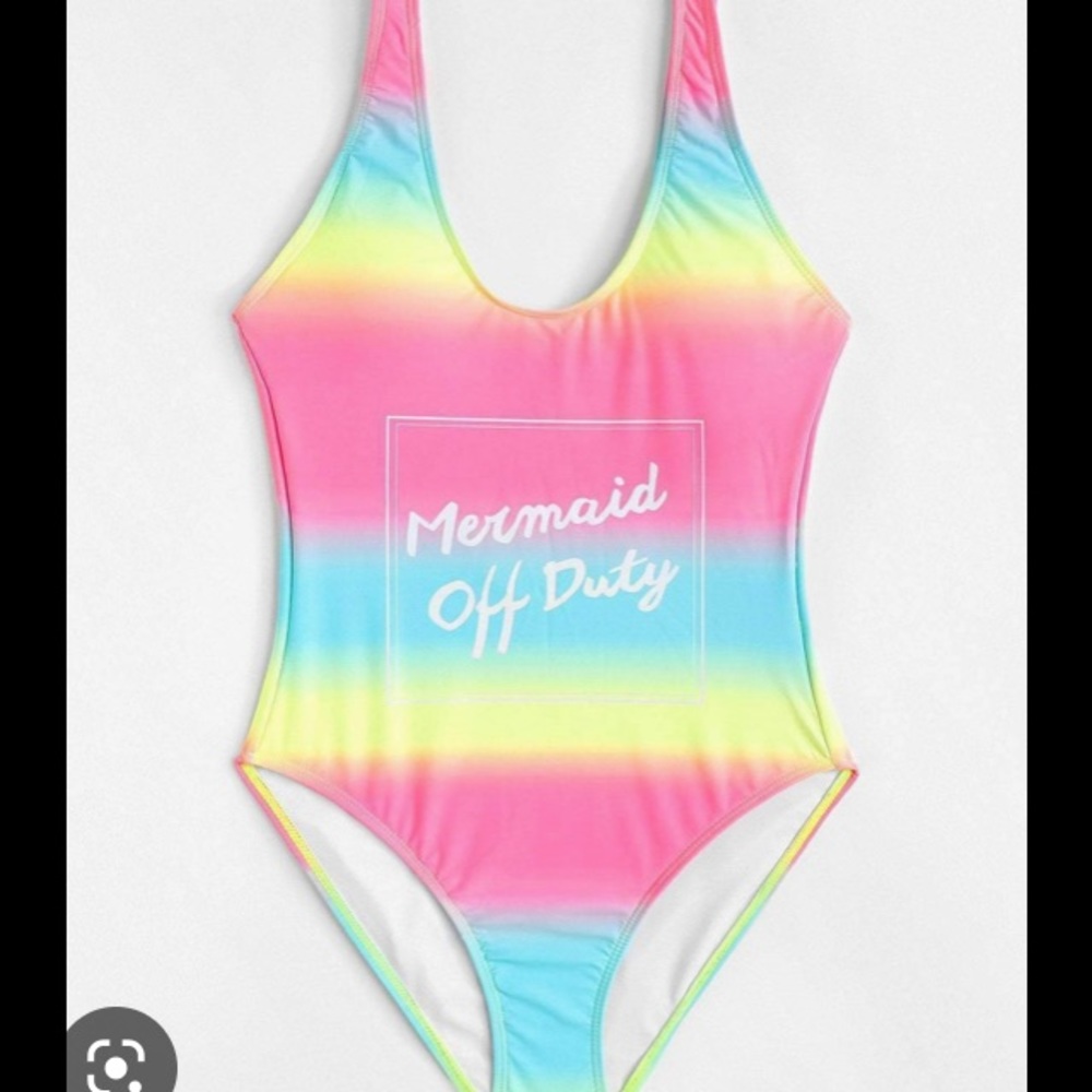 🏖MERMAID SWIMSUIT ONCE PIECE PASTEL NEON RAINBOW COLORS 💕🏖